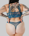 Plus Size Alissa Sheer and Lace Bralette andThong Set