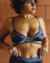 Underclub x Beth Jones Satin & Lurex Lace Bralette in Midnight
