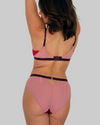 Underclub Trinity Keyhole Colorblock Bralette and Cheeky Bikini Set in Red Blush