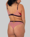 Underclub Trinity Keyhole Colorblock Bralette and Tanga Set in Red Blush
