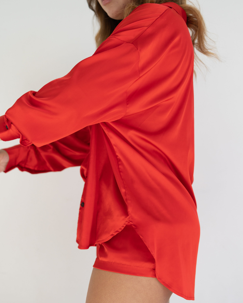 3 Piece Red Satin Sleepwear Bundle