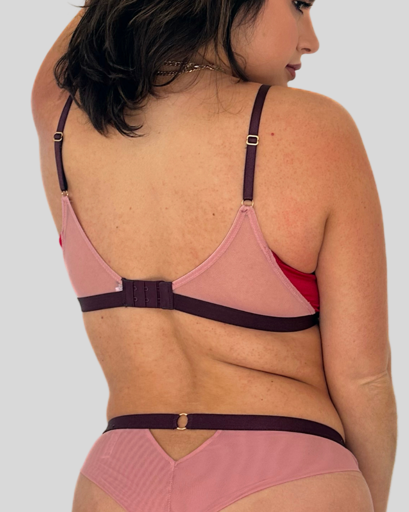 Trinity Keyhole Colorblock Bralette in Red Blush