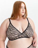 Plus Size Roxy Zebra Mesh Bralette and Bikini Set