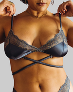 UC x Beth Jones Satin & Lurex Lace Bralette in Midnight