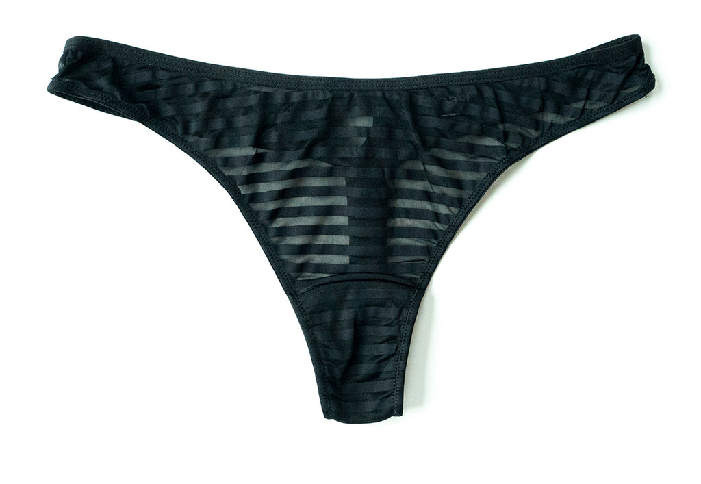 Emmy Stripe Mesh Thong